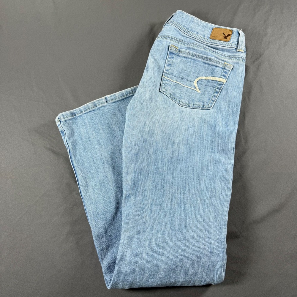 American Eagle Artist Jeans Womens 0 Short Light Wash Blue Denim Stretch Bootcut